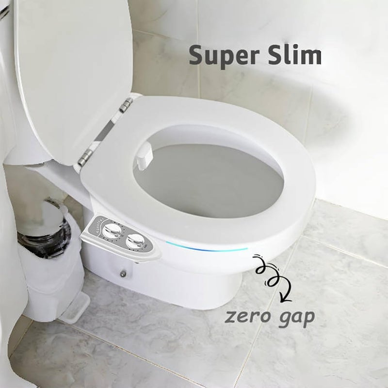 Aünsffer Bidet Attchment for Toilet Grey, Cold Water No-Electric, 3 Wash Modes [Frontal Wash + Rear Wash + Self-Cleaning]，Dual Nozzles Water Pressure Adjustable, Grey - Image 5