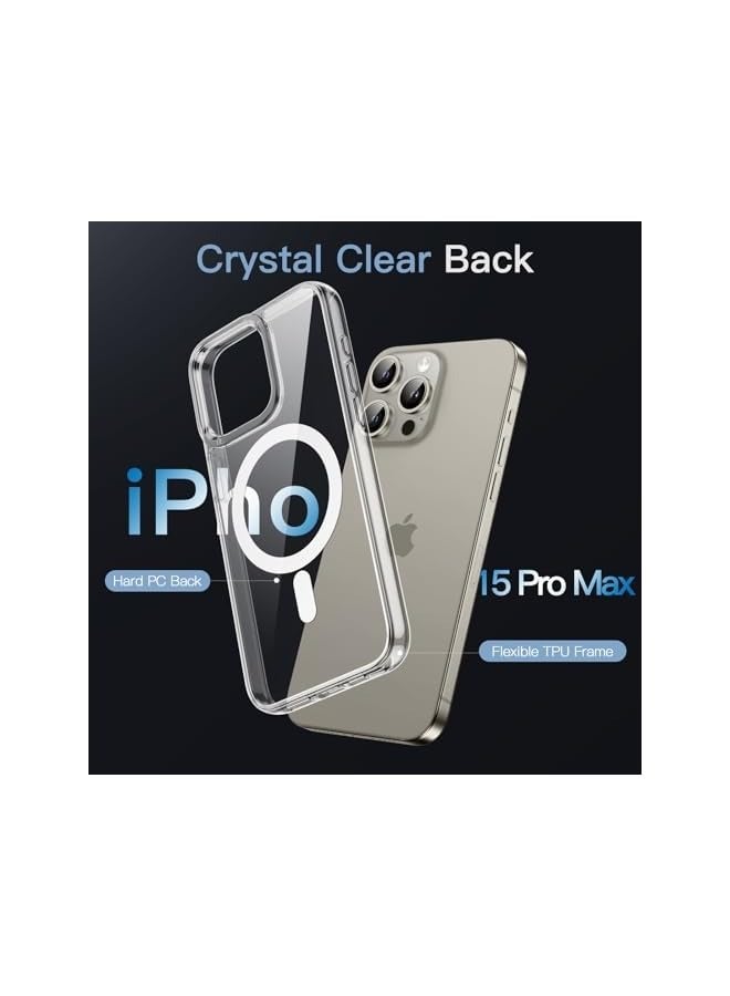 Jetech Magnetic Case for iPhone 15 Pro Max 6.7-Inch Compatible with MagSafe Wireless Charging, Shockproof Phone Bumper Cover, Anti-Scratch Clear Back (Clear) - Image 2