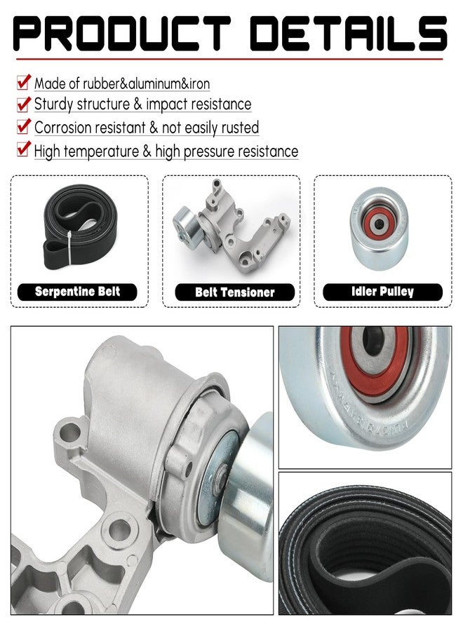 FQRANBO Drive Belt Tensioner and Idler Pulley Serpentine Belt Kit Compatible with Lexus IS250 ES350 Rx350 for Toyota Avalon Rav4 Sienna Camry Highlander Venza 3.5L V6 Replace 89374 7PK1550 1662031021 - Image 3