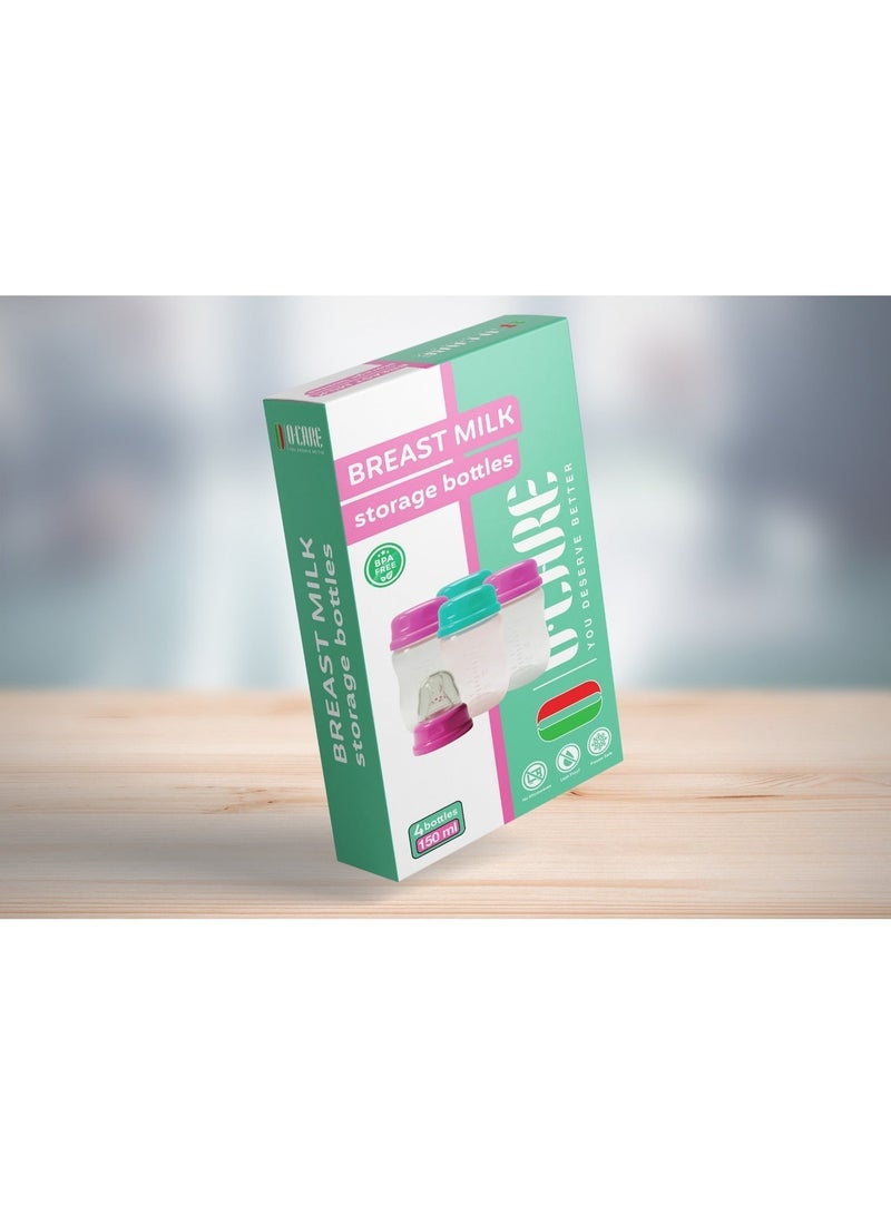 زجاجة تخزين الحليب 150 مل، 4 زجاجات - Image 2