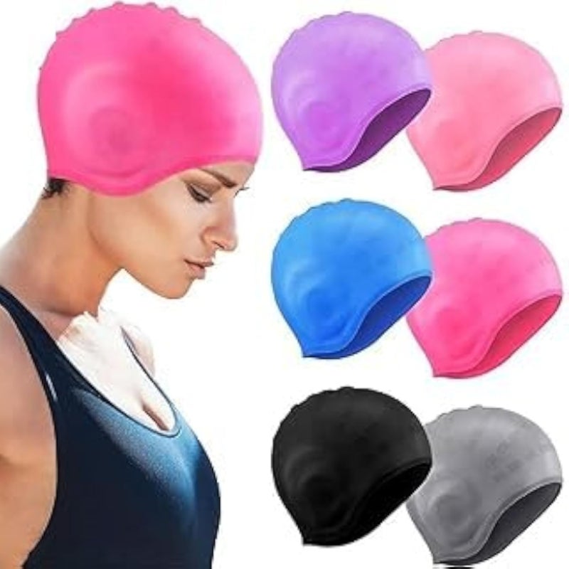 SMART FIT ® Swim Like Pro Premium Silicone Swim Cap, Ergonomic Design with 3D Ear Protection, Waterproof, Swim Cap with Ear Cover, Comfortable Pockets for Adults and Long Hair Cover (Pink)