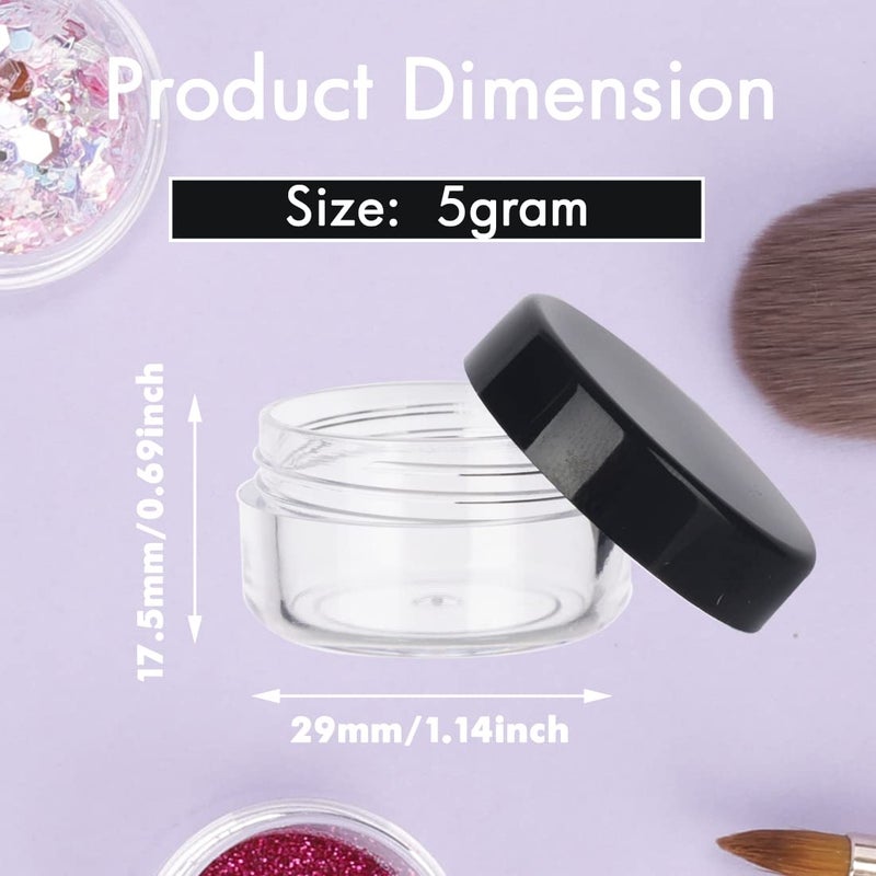 GOLACKY 5 Gram Sample Containers with Lids, 50 Count 5ML Sample Jars, Empty Cosmetic Containers with Lids, Small Makeup Travel Containers for Glitter, Lotion, Cream, Beads, with Labels, Mini Spatulas - Image 3