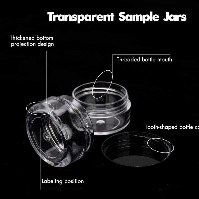 GOLACKY 5 Gram Sample Containers with Lids, 50 Count 5ML Sample Jars, Empty Cosmetic Containers with Lids, Small Makeup Travel Containers for Glitter, Lotion, Cream, Beads, with Labels, Mini Spatulas - Image 2
