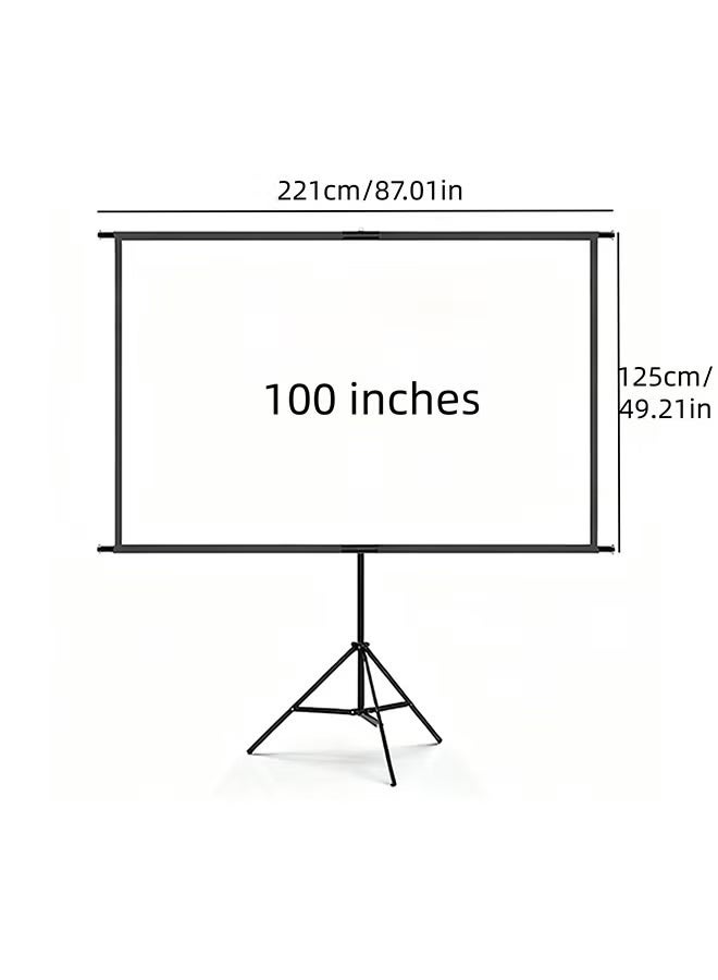 M.A&F's 100-Inch 16:9 Portable Foldable Projection Screen, With A Stand And No Wrinkles, Milk Silk Projection Cloth, Home High-Definition 4K Projection Screen (Wall-Mounted And Rack-Mounted), Suitable For Mobile Outdoor, Living Room, Bedroom, Home Theater And Office Presentation - Image 4