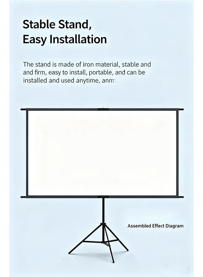 M.A&F's 100-Inch 16:9 Portable Foldable Projection Screen, With A Stand And No Wrinkles, Milk Silk Projection Cloth, Home High-Definition 4K Projection Screen (Wall-Mounted And Rack-Mounted), Suitable For Mobile Outdoor, Living Room, Bedroom, Home Theater And Office Presentation - Image 3