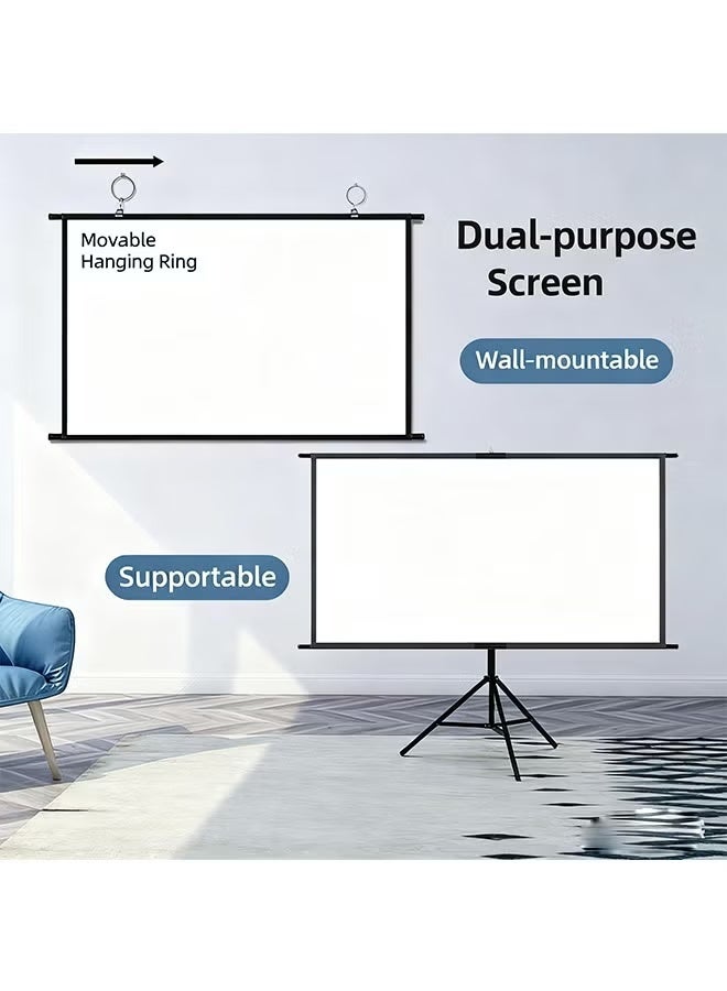 M.A&F's 100-Inch 16:9 Portable Foldable Projection Screen, With A Stand And No Wrinkles, Milk Silk Projection Cloth, Home High-Definition 4K Projection Screen (Wall-Mounted And Rack-Mounted), Suitable For Mobile Outdoor, Living Room, Bedroom, Home Theater And Office Presentation - Image 1