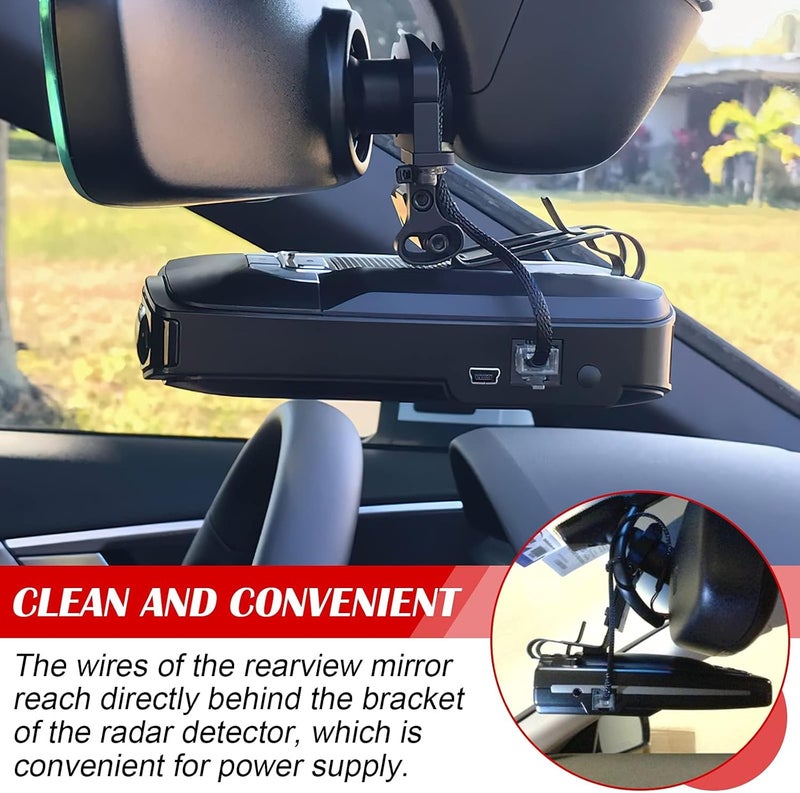 Hydencamm 14" Upgraded Mirror Plug Wire Tap Radar Detector Hardwire Power Cord Kit is Compatible for Escort Valentine One Uniden Beltronics, Mount RJ11 with Braided Set of 3 - Image 3