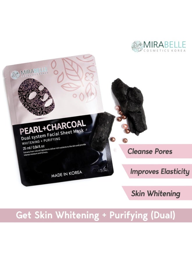 Mirabelle Pearl Charcoal Facial Serum Sheet Mask (Pack of 1), 25ml - Image 1