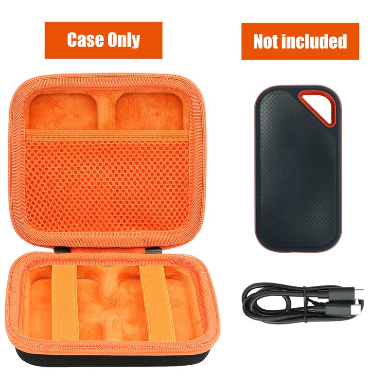 Aenllosi Hard Travel Case Replacement for SanDisk Extreme PRO SDSSDE81/SDSSDE80 / Extreme SDSSDE61 Portable 500GB/1/2/4 TB SSD(Black&Orange,Only Case) - Image 2