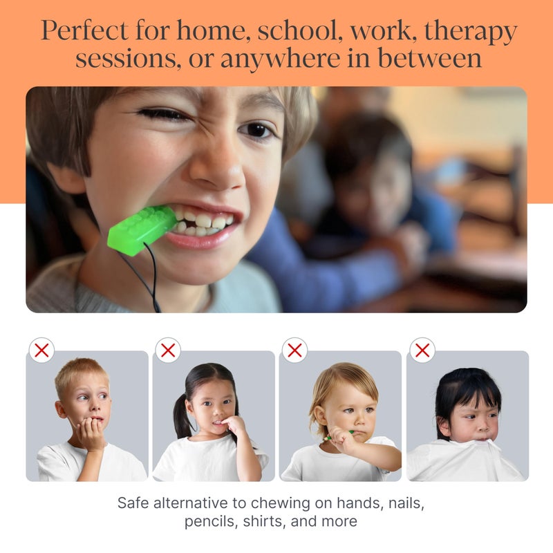 ARK Therapeutic ARK Brick Stick, Chew Necklaces for Sensory Kids and Adults, Oral and Hand Fidget for Autism, ADHD, SPD, Anxiety, Medical-Grade Textured Chew Necklace, XXT, Very Firm, Royal Blue - Image 5