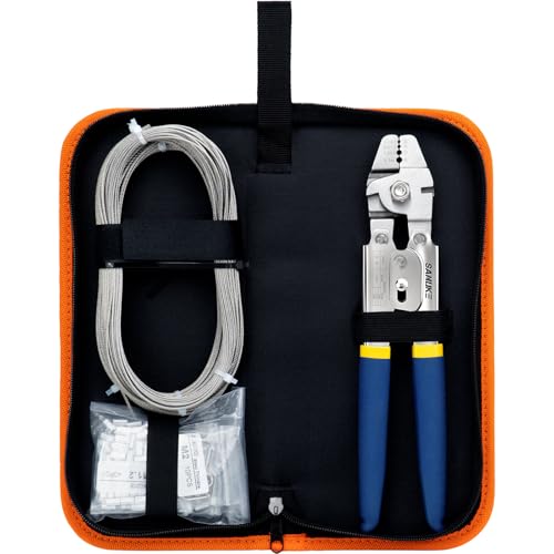 Sanuke Wire Rope Crimping Tool for 3/64 5/64 1/16 Wire Rope with 304 Stainless Steel Cable 3 Sizes 33FT and 150pcs Sleeves Stops, 10pcs Thimble - Image 3