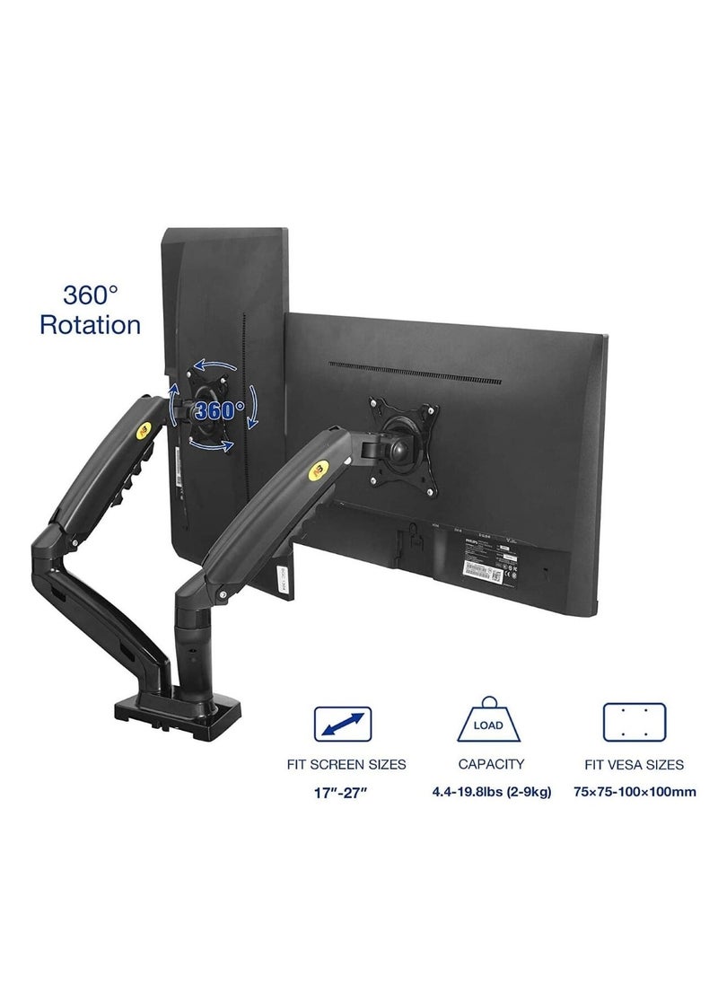 NB North Bayou Dual Monitor Desk Mount Stand Full Motion Swivel Computer Monitor Arm for Two Screens 17-27 Inch with 4.4~19.8lbs Load Capacity for Each Display - pzsku/ZC4641492D726445B2303Z/45/_/1721220928/c0fa9aed-13ff-43a8-a36a-46a40f4a05a3