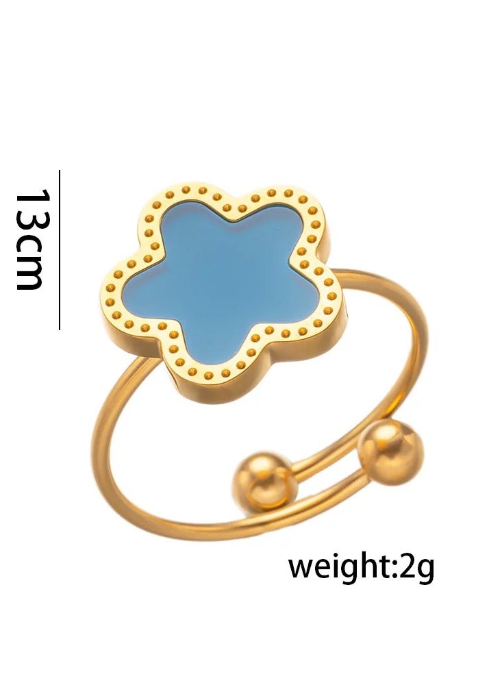 Luxury Jewelry Set – 4 Elegant Pieces with Floral Design - Blue  - Image 2