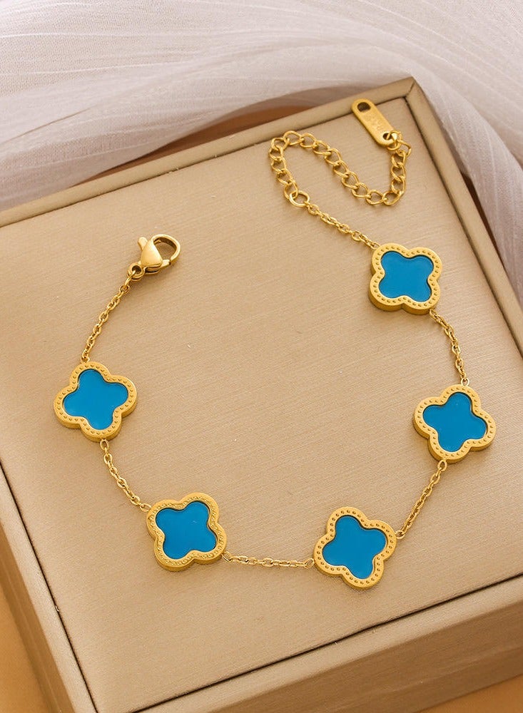 Luxury Jewelry Set – 4 Elegant Pieces with Floral Design - Blue  - Image 3