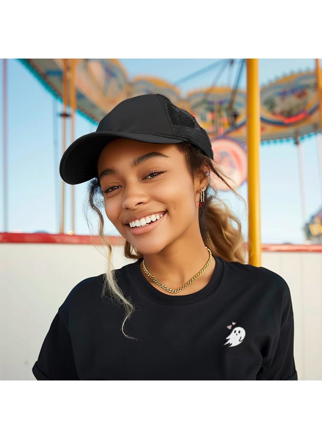 DALIX Plain Trucker Hat in Black - Image 4
