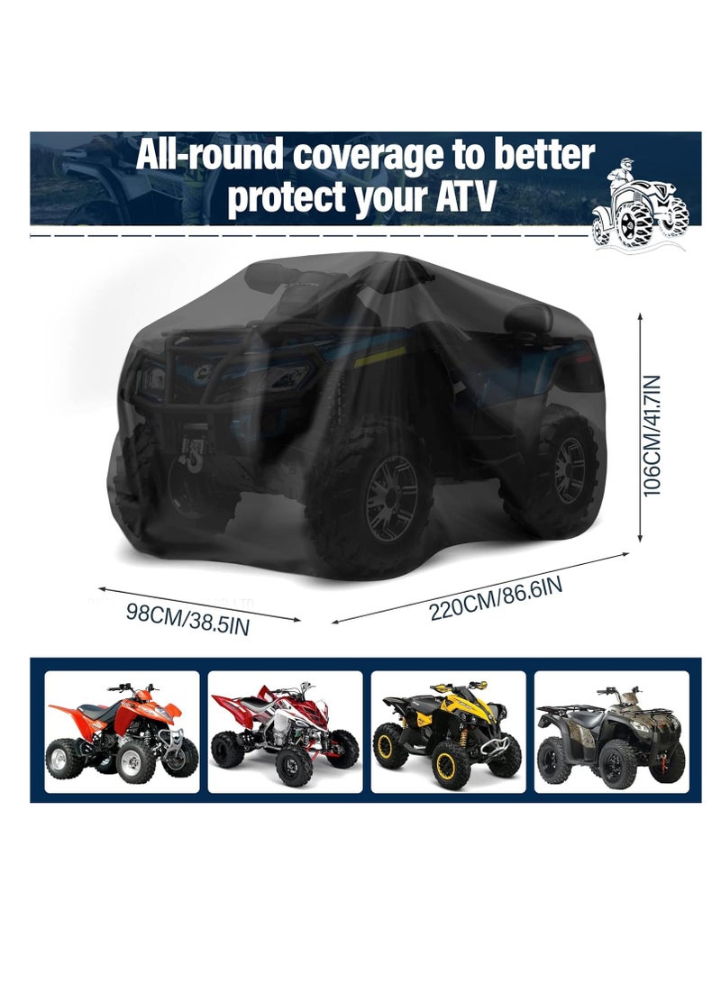 Meetion MEETION ATV Cover Waterproof, Heavy Duty Windproof Quad Covers, All Weather Protection 4 Wheeler Covers fit for Kawasaki, Honda, Polaris, Yamaha, 86'' (Black, XXL)  - Image 2