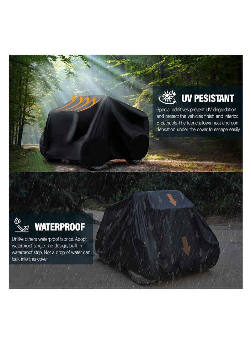 Meetion MEETION ATV Cover Waterproof, Heavy Duty Windproof Quad Covers, All Weather Protection 4 Wheeler Covers fit for Kawasaki, Honda, Polaris, Yamaha, 86'' (Black, XXL)  - Image 4