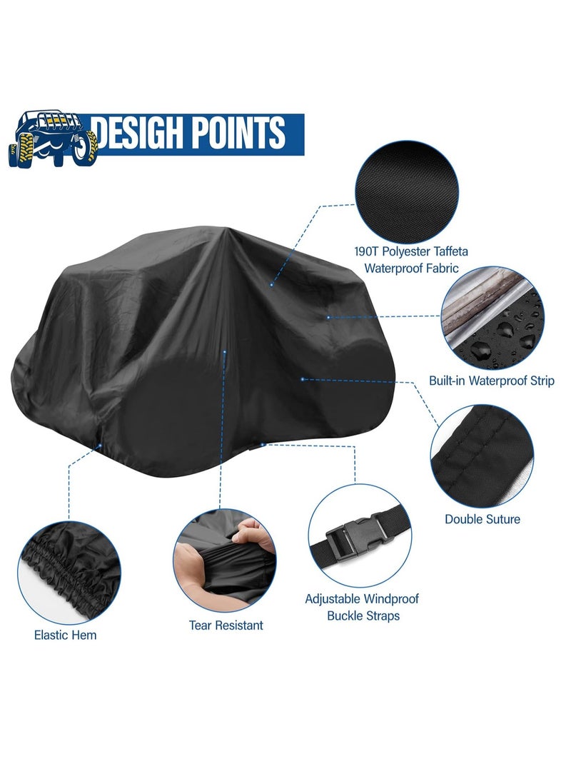Meetion MEETION ATV Cover Waterproof, Heavy Duty Windproof Quad Covers, All Weather Protection 4 Wheeler Covers fit for Kawasaki, Honda, Polaris, Yamaha, 86'' (Black, XXL)  - Image 5