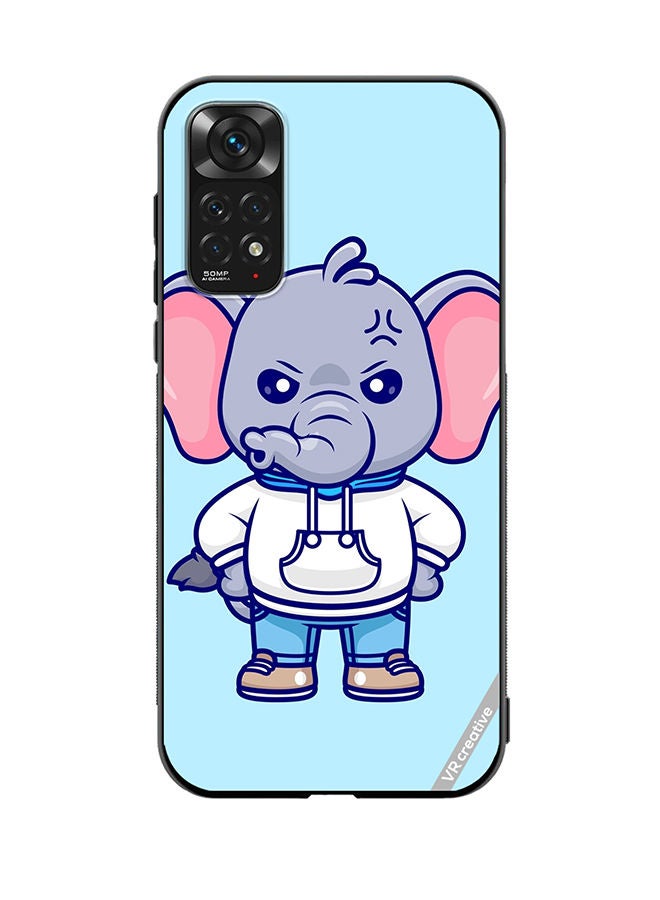VR CREATIVE Protective Case Cover For Xiaomi Redmi Note 11 Cute Angry Elephant Wearing Hoodie Design Multicolour - Image 1