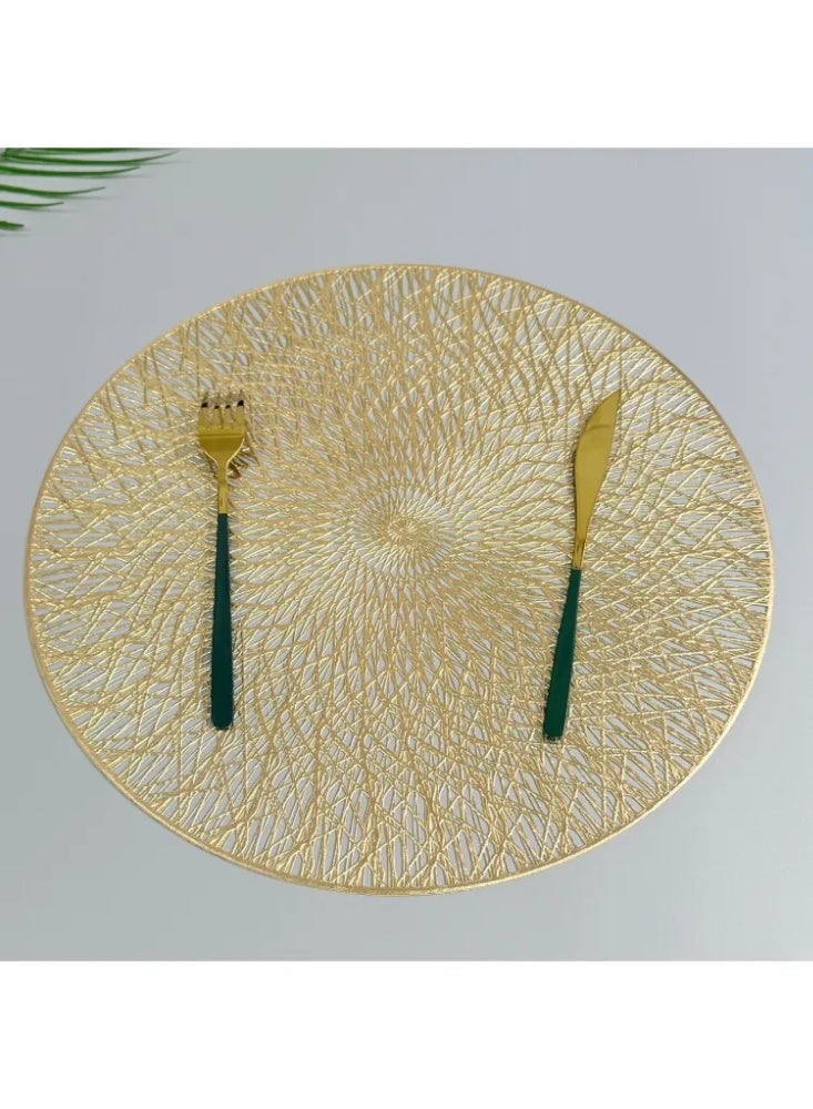 4pcs gold PVC hollow dining mat insulation mat for hotel and home Western cuisine - Image 1