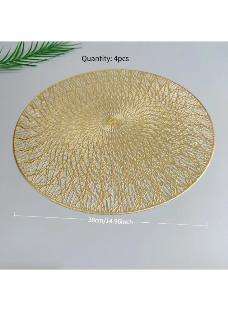 4pcs gold PVC hollow dining mat insulation mat for hotel and home Western cuisine - Image 2