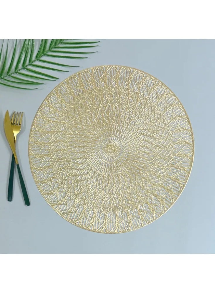 4pcs gold PVC hollow dining mat insulation mat for hotel and home Western cuisine - Image 4