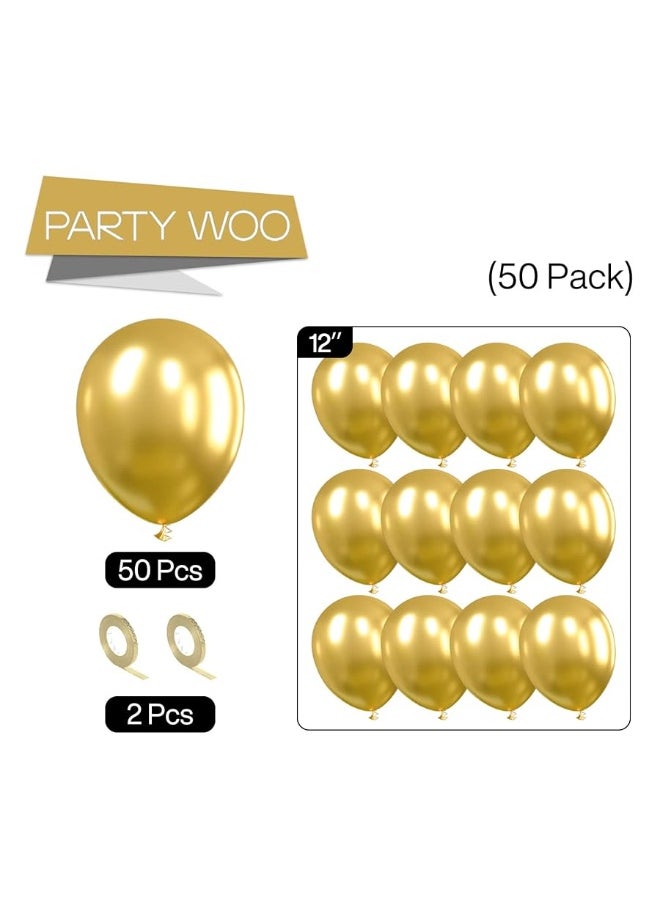 PartyWoo PartyWoo Metallic Gold Balloons, 50 pcs 12 Inch Gold Metallic Balloons, Gold Balloons for Balloon Garland or Balloon Arch as Party Decorations, Birthday Decorations, Baby Shower Decorations, Gold-G101  - Image 3
