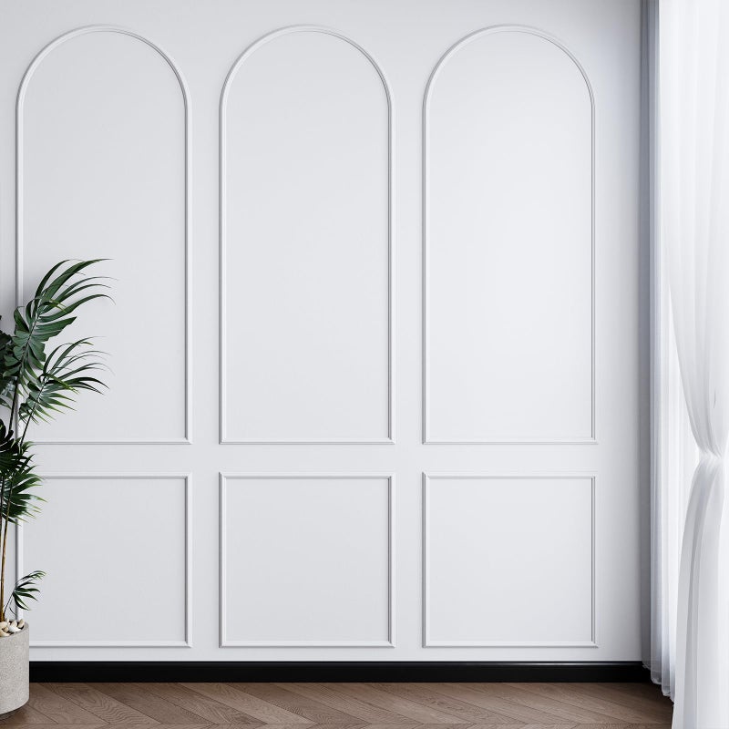 Colingmill 3 Set 24 x 64 Inch Arch Wall Molding Kit Peel Stick Arch Premade Accent Wainscoting Panel Wall Panel Decor Pre Cut Trim Kit for Home Walls Molding DIY Living Room Decor(Classic Style) - Image 1