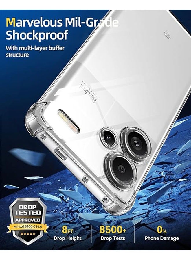 general Case for Xiaomi Redmi Note 13 Pro+ 5G / Note 13 Pro Plus 5G, with 2 Screen Protectors, Mobile Phone Case, Transparent Soft Silicone TPU Protective Bumper Case, Transparent - Image 5