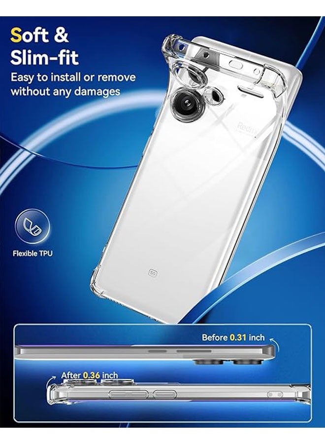 general Case for Xiaomi Redmi Note 13 Pro+ 5G / Note 13 Pro Plus 5G, with 2 Screen Protectors, Mobile Phone Case, Transparent Soft Silicone TPU Protective Bumper Case, Transparent - Image 3