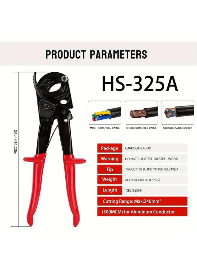 قاطعة كابلات بمشبك ثقيلة HS 325A للأسلاك الكهربائية من الألومنيوم والنحاس حتى 240 ملم² - Image 4