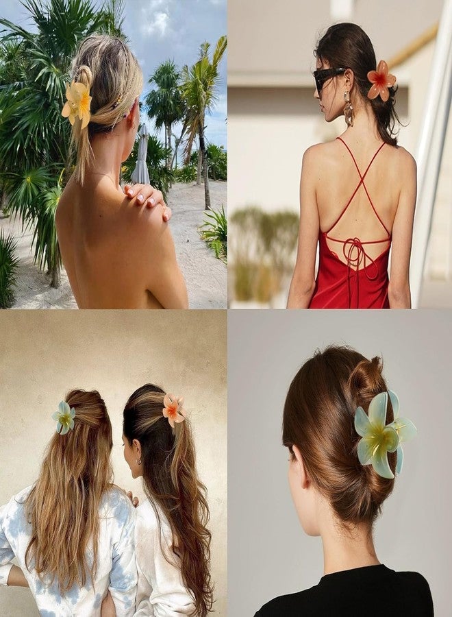 إكسسوارات شعر RHOSYN، مشابك شعر على شكل مخلب للنساء والفتيات، مشابك بلوميريا للشعر الخفيف والكثيف، مشابك كبيرة على شكل مخلب، إكسسوارات شعر استوائية شاطئية (عبوة من 5 قطع) V (متعدد الألوان 1) - Image 3