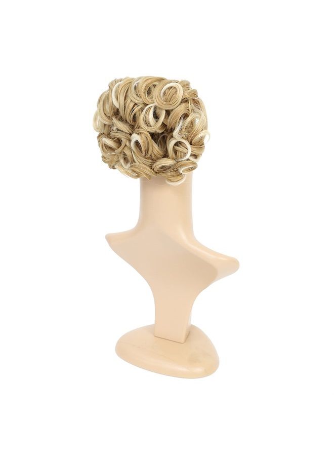 SWACC Short Messy Curly Dish Hair Bun Extension Easy Stretch hair Combs Clip in Ponytail Extension Scrunchie Chignon Tray Ponytail Hairpieces (Blonde Mixed-27T613#) - Image 4