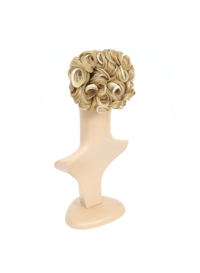 SWACC Short Messy Curly Dish Hair Bun Extension Easy Stretch hair Combs Clip in Ponytail Extension Scrunchie Chignon Tray Ponytail Hairpieces (Blonde Mixed-27T613#) - Image 5