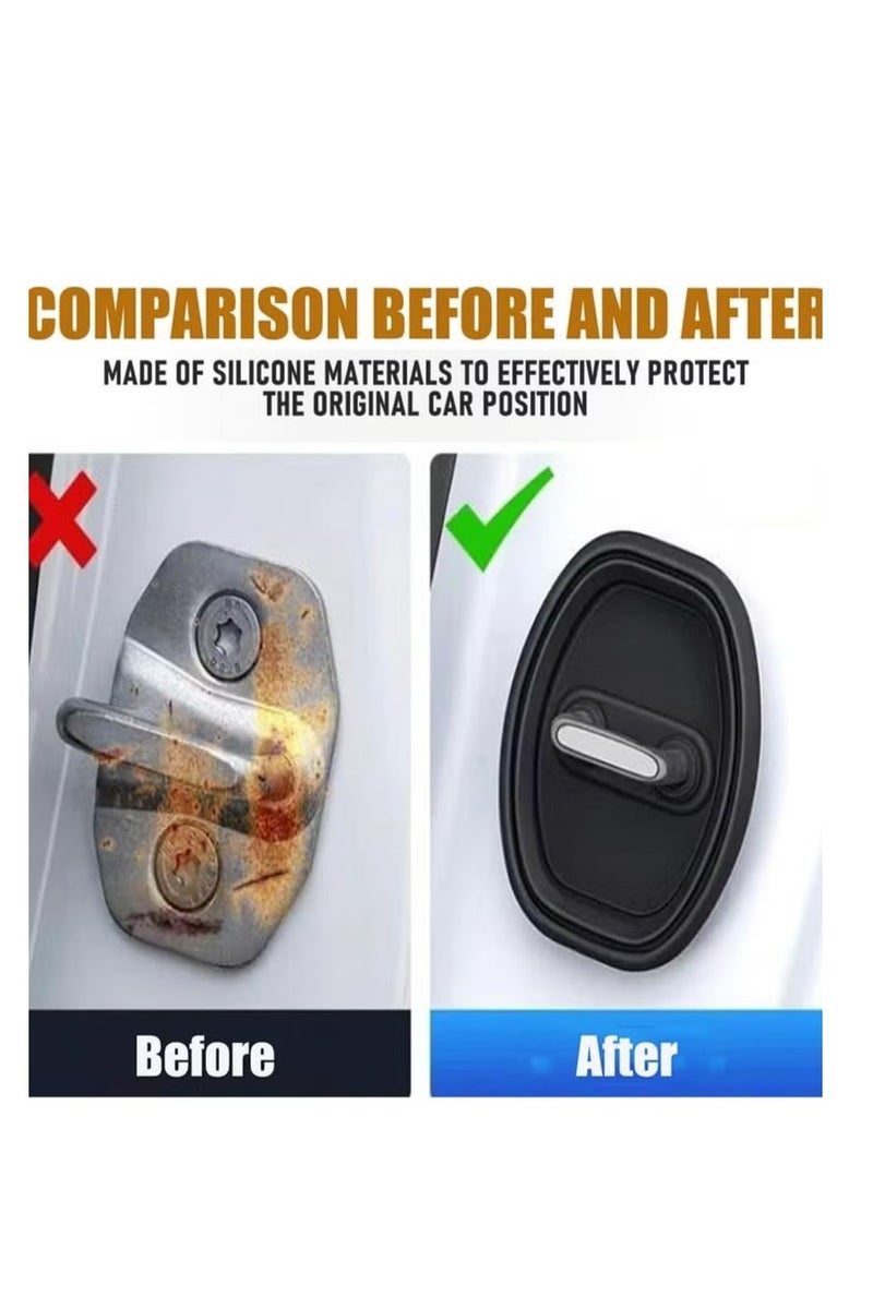 4pcs Car Door Latch Silicone Protective Covers - Silent Shock Pads for Vehicle Locks (Black) - Image 3