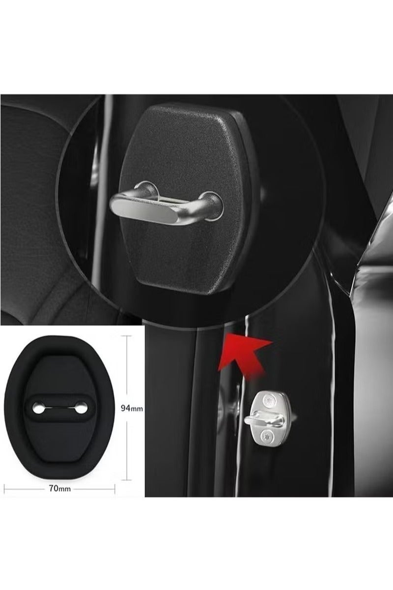 4pcs Car Door Latch Silicone Protective Covers - Silent Shock Pads for Vehicle Locks (Black) - Image 4