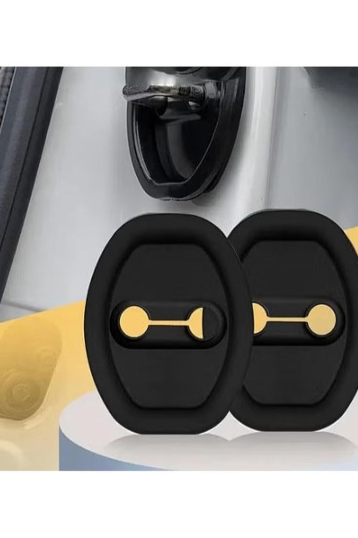 4pcs Car Door Latch Silicone Protective Covers - Silent Shock Pads for Vehicle Locks (Black) - Image 5