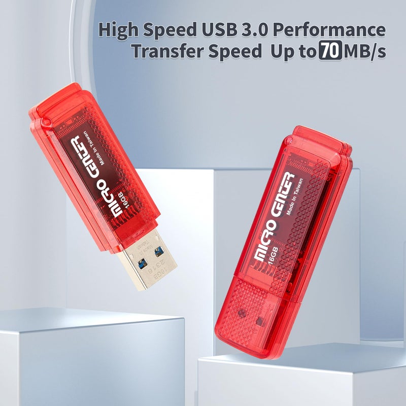 Inland Micro Center SuperSpeed 2 Pack 16GB USB 3.0 Flash Drive Gum Size Memory Stick Thumb Drive Data Storage Jump Drive (16G 2-Pack) - Image 2