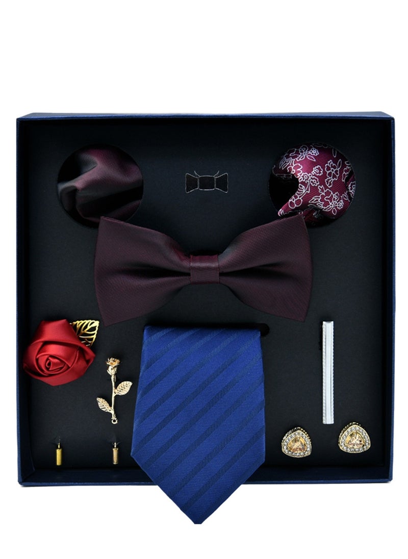 Generic - 8 pcs high-end tie men's business professional formal tie bow tie cufflinks fashion accessories gift box - Image 1