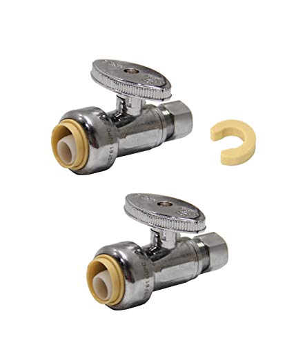 EFIELD (Pack of 2) EFIELD Push Fit 1/4 Turn Straight Stop Valve Water Shut Off 1/2 Push x 3/8 Inch Compression Chrome with a Disconnect Clip,(PF-VALVE021-2PCS) - Image 5