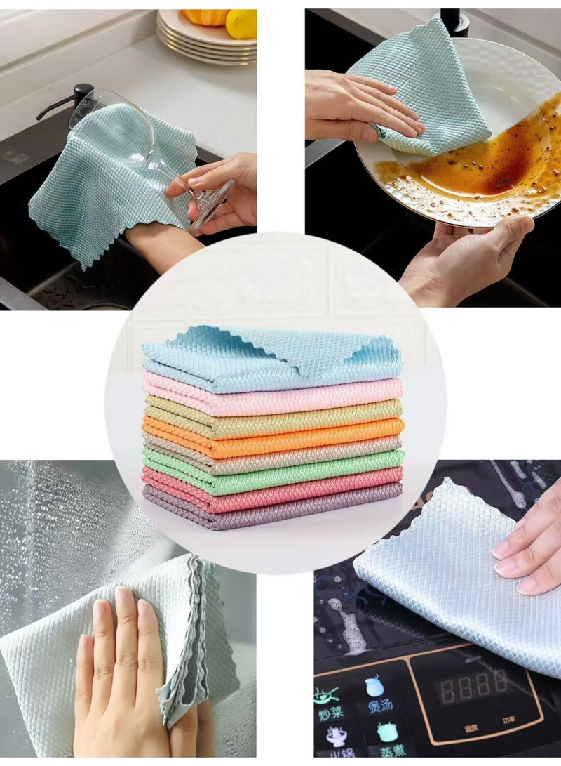 10 pack Microfiber Glass Cleaning Cloth，Lint Free，Reusable household Glass Cleaning Towel, Cleaning Rags Kitchen Towel，Super Absorbent，Quickly Clean Window, Glasses, Windshields, Mirrors, and Stainless Steel, Random color. - Image 1