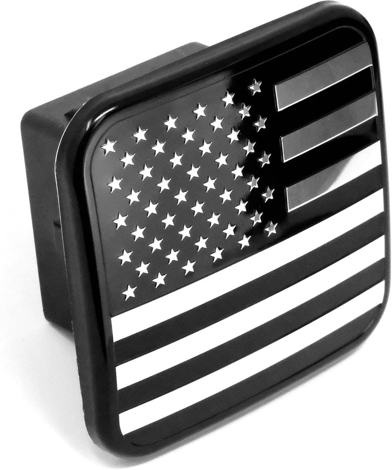 eVerHITCH USA Metal Flag Hitch Cover (Fits 2" Receivers, Black Chrome) - Image 1