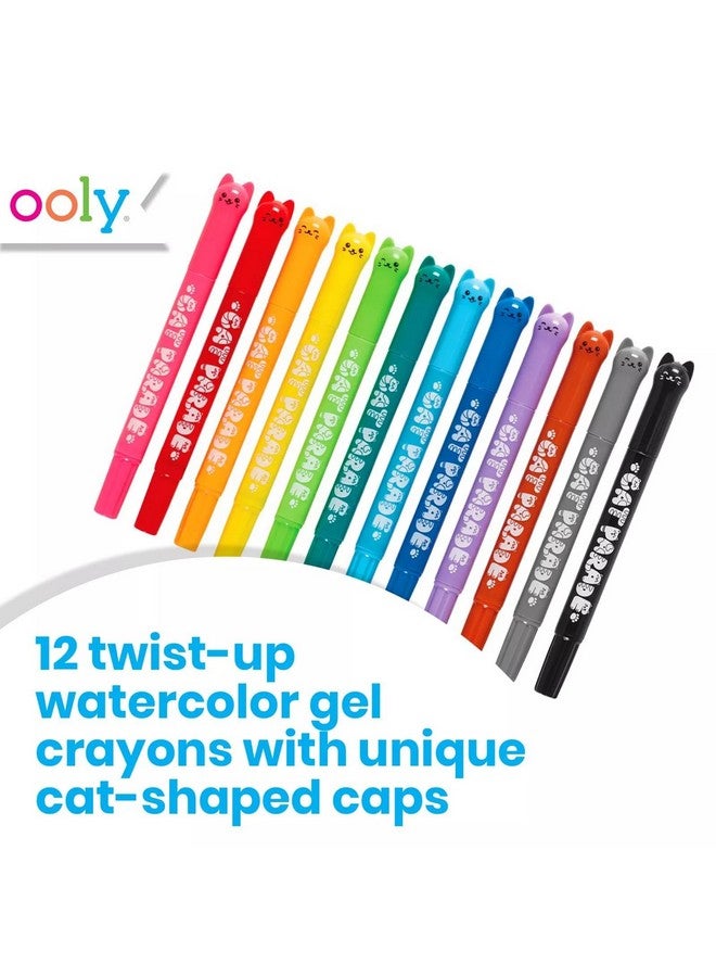 Ooly Ooly Cat Parade Gel Crayons for Kids and Adults - Set of 12 Rainbow Color Crayons for Glass and Paper Surfaces with Cat-Shaped, Twist-Up Caps - Easy To Clean, Smooth Gliding Gel Crayon Set - Image 2