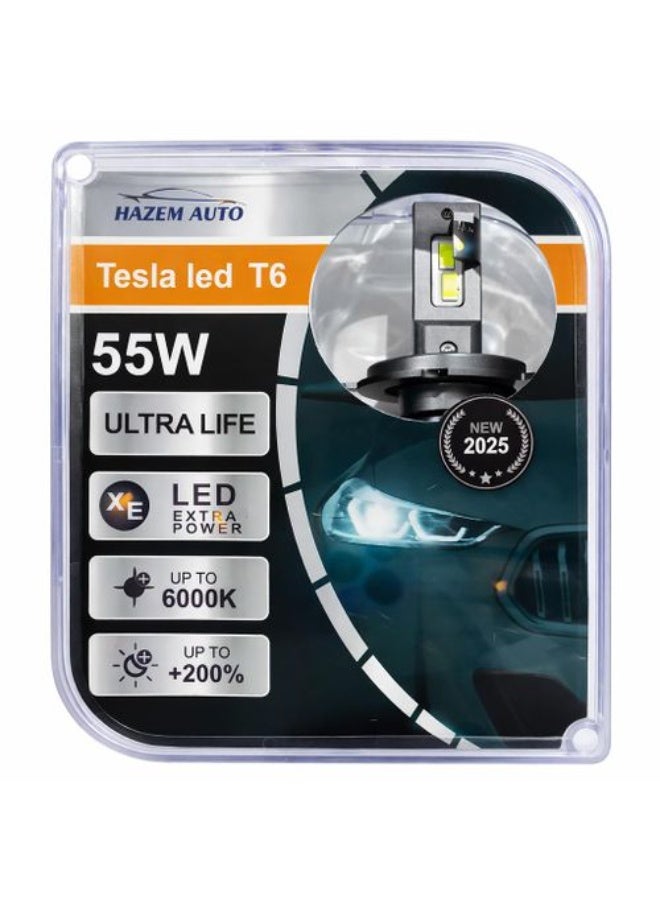 Tesla Haezm Auto - Tesla T6 LED Headlight Bulbs 55W – Ultra Bright White Light, Energy Efficient, Long Lifespan, Plug & Play, Universal Fit for All Cars - Image 3