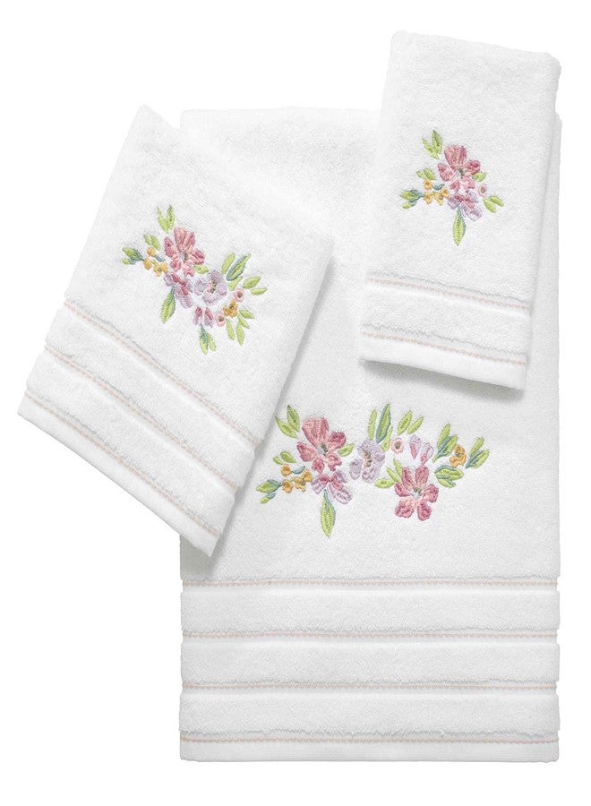 Izod - Hand Towels, Soft & Absorbent Cotton, Floral Bathroom Decor, Set of 2 (Catalina Collection, White) - Image 2