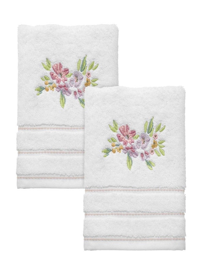 Izod - Hand Towels, Soft & Absorbent Cotton, Floral Bathroom Decor, Set of 2 (Catalina Collection, White) - Image 1