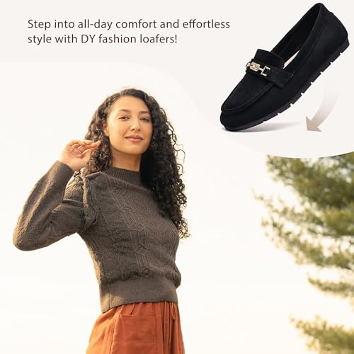 DeYashopin Women's Loafer Shoes Leisure Slip On Work Shoes Comfort Walking Flats Black Velvet 6.5 - Image 5