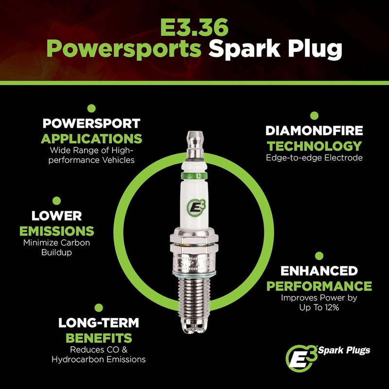 E3 Spark Plugs .36 Premium Powersports Spark Plug for V-Twin Motorcycles, Harley Davidson Engines, and Other High-Performance Powersport Vehicles, Pack of 1 - Image 1
