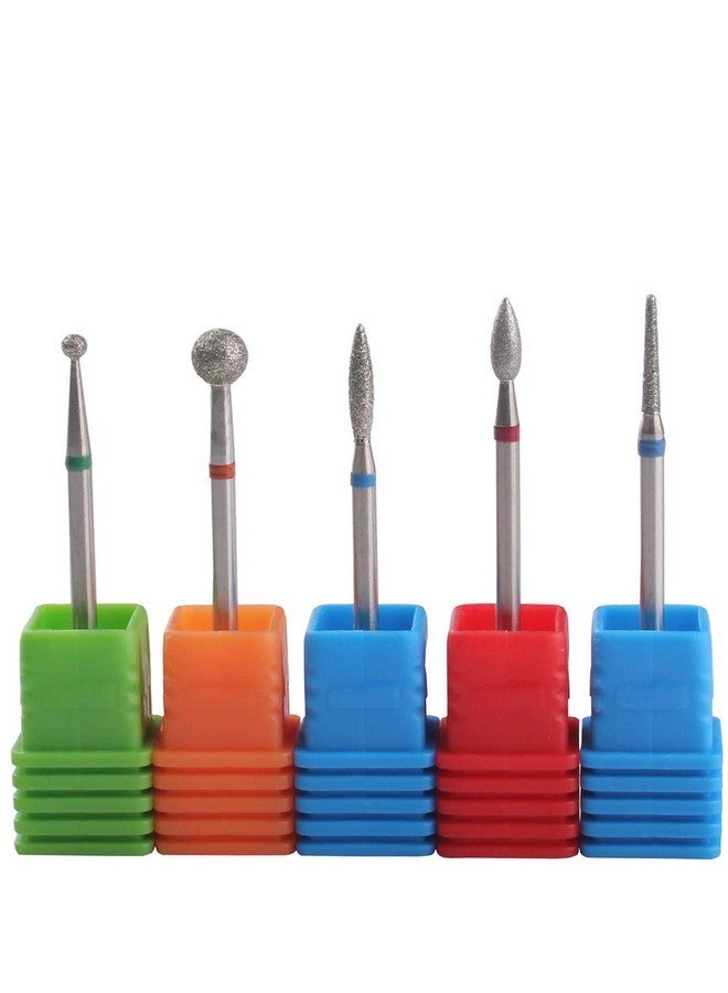 MZCMSL Diamond Cuticle Nail Drill Bits,5Pcs Russian Manicure Drill Bits(Ball/Flame/Needle),3/32 Shank Cuticle Remover Bit Kit - Image 1