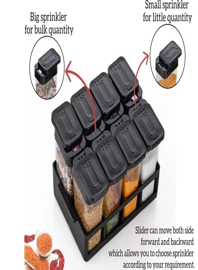 SUNNIFA 8 Pcs Sets Airtight Masala Box For Kitchen Masala Container For Kitchen Spice Jars Multi Storage Container For Kitchen Easy Flow Spice Storage Container With Tray Spice Jars - Plastic, Black - Image 3